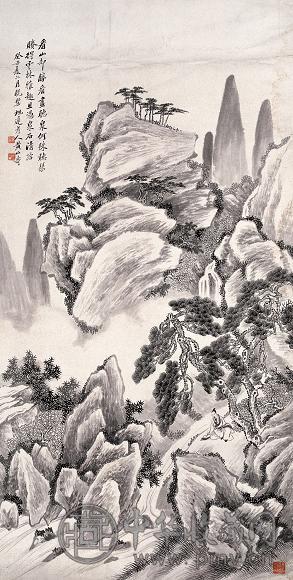 黄山寿 1913年作 看山听泉 镜心 水墨纸本