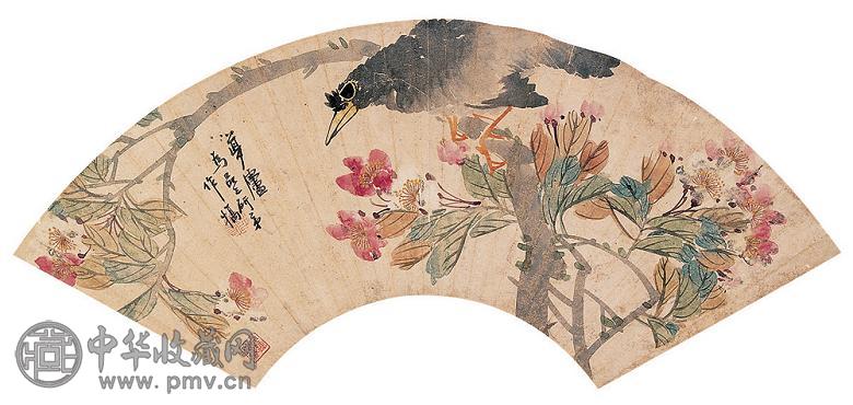 朱偁 花鸟 扇面 纸本