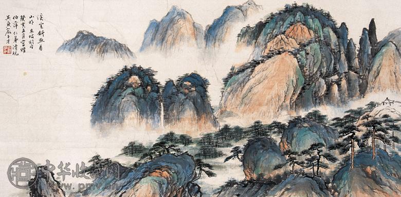 俞子才 1983年作 溪云斜阳 立轴 设色纸本