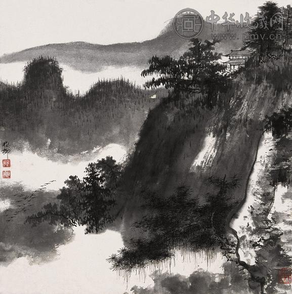 谢稚柳 水墨山水 镜心 水墨纸本