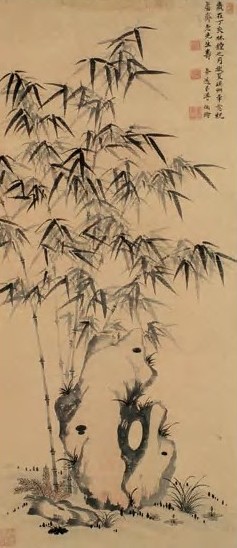 溥侗 竹石 立轴 设色纸本