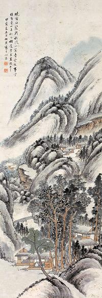 张伯英 1914年作 秋风青云 立轴 设色纸本