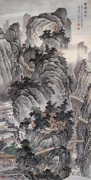 马骀 1931年作 蜀栈连云 镜心 设色纸本