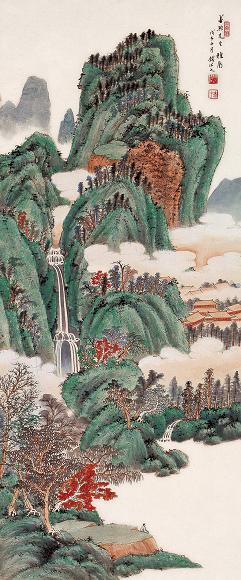 钱沐之 山水 立轴 设色纸本