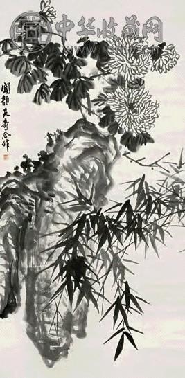 诸闻韵 张天奇 三友图 立轴 水墨纸本