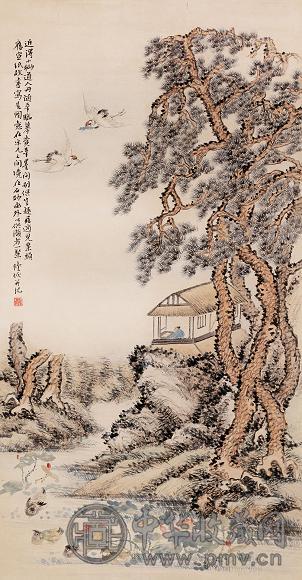 陆恢 深山仙居 镜心 设色纸本