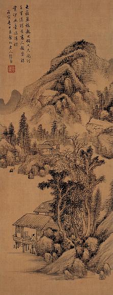 张熊 1878年作 山水 立轴 水墨绢本