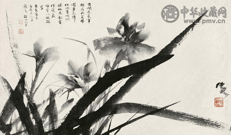 舒传曦 蝴蝶花图 镜心 水墨纸本