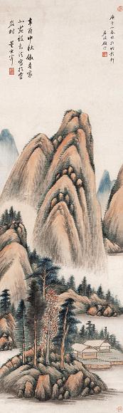 顾沄 1870年作 北苑诗意 立轴 设色纸本