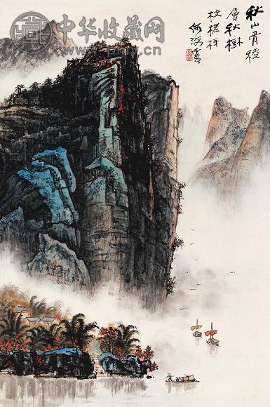 何海霞 秋山骨棱 立轴 设色纸本