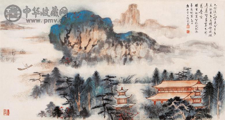 糜耕云 1983年作 山水 单片 设色纸本