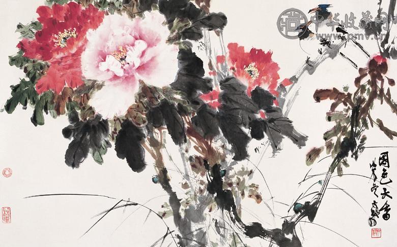 陈子毅 国色天香 立轴 纸本