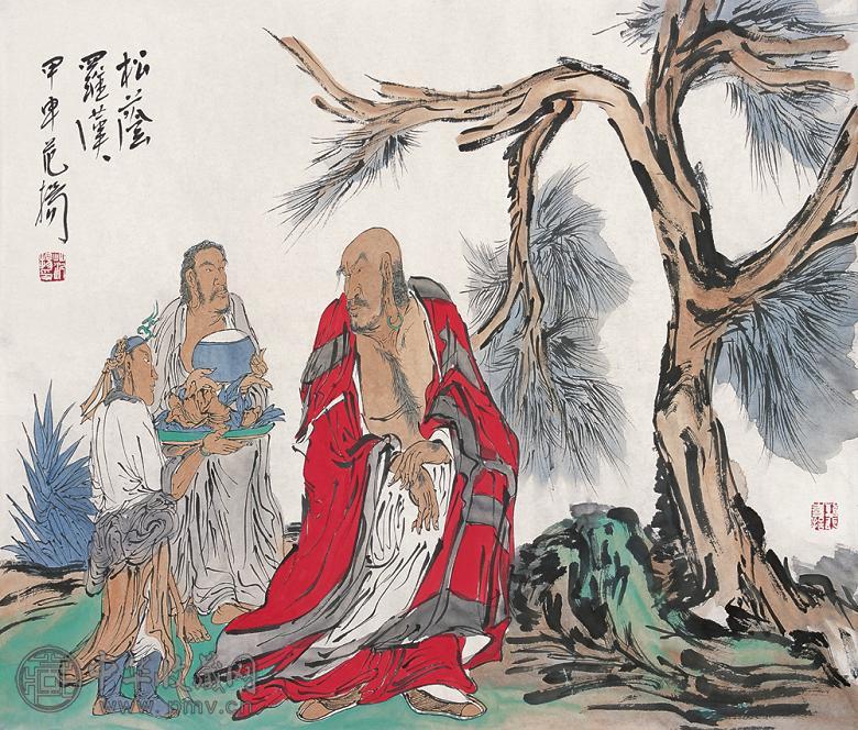 范扬 2004年作 松荫罗汉 镜心 设色纸本