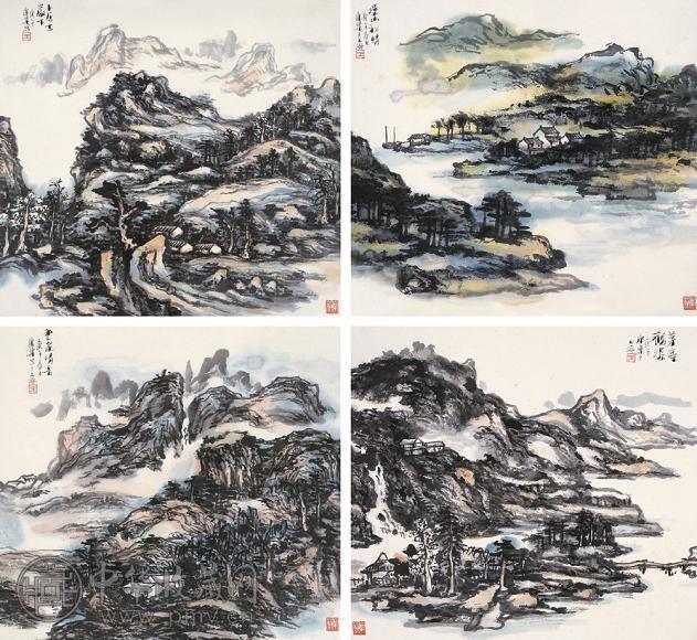 王康乐 1990年作 山水 镜心 设色纸本