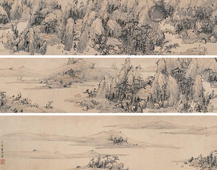 达受 长江万里图 手卷 纸本