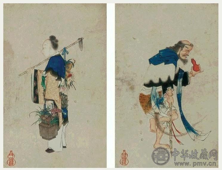 顾见龙 八仙图 册页