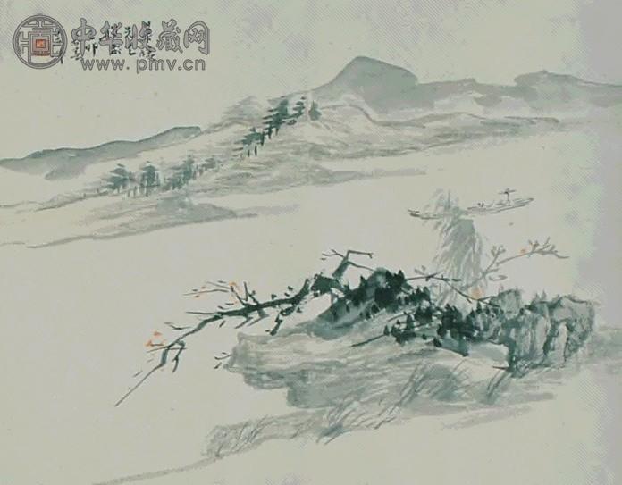 顾坤伯 秋江独钓 镜心 水墨纸本