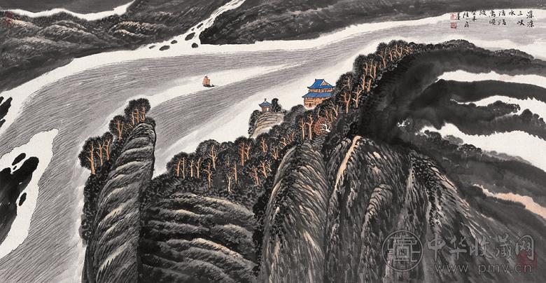 陆一飞 2003年作 淙淙三峡水 镜心 设色纸本