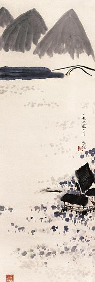 谢之光 云山图 立轴 设色纸本