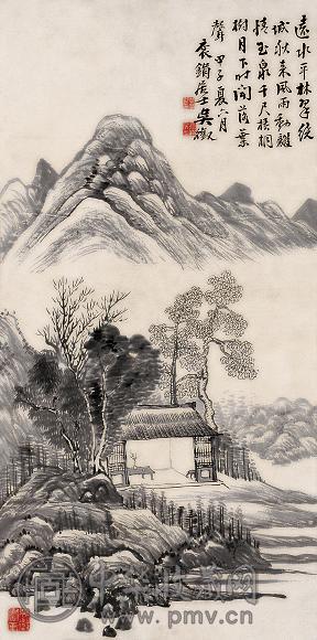 吴徵 1924年作 平林泉致 立轴 水墨纸本