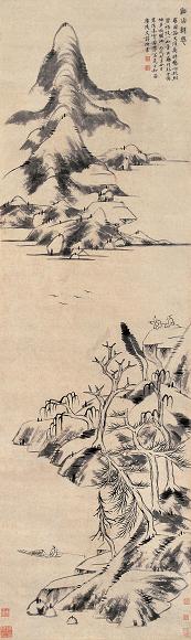 姜实节 1706年作 溪山诗思 立轴 水墨纸本