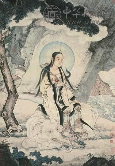 周臣 文殊普贤菩萨像 立轴 纸本