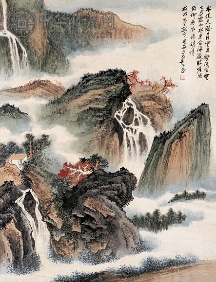 郑午昌 1947年作 山水 立轴 设色纸本