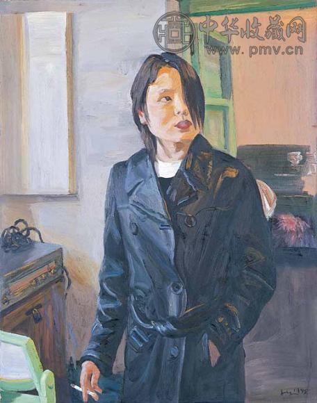 刘小东 1995年作 下午吸烟的女孩 油画 画布