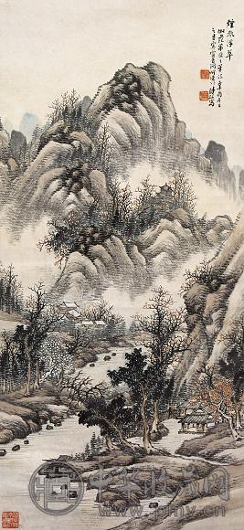 何维朴 烟岚浮翠图 立轴 设色纸本