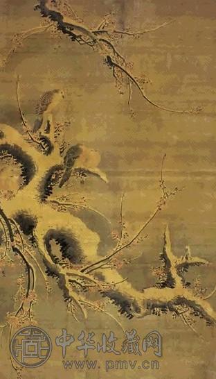 明 吕纪 红梅斑鸠图 轴