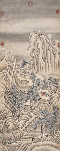 张若澄(款) 雪景山水图 立轴 纸本