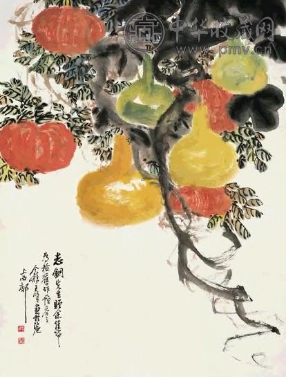 近现代 王个簃 蔬果图 镜心