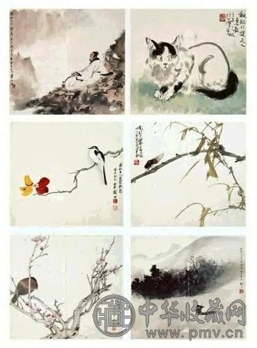 近代 蔡叔悟 山水花鸟 册页(16开选6)