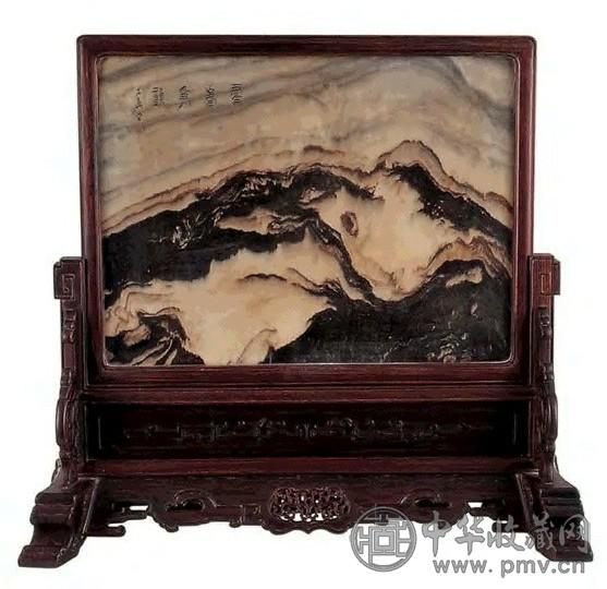 民国 红木嵌理石座屏