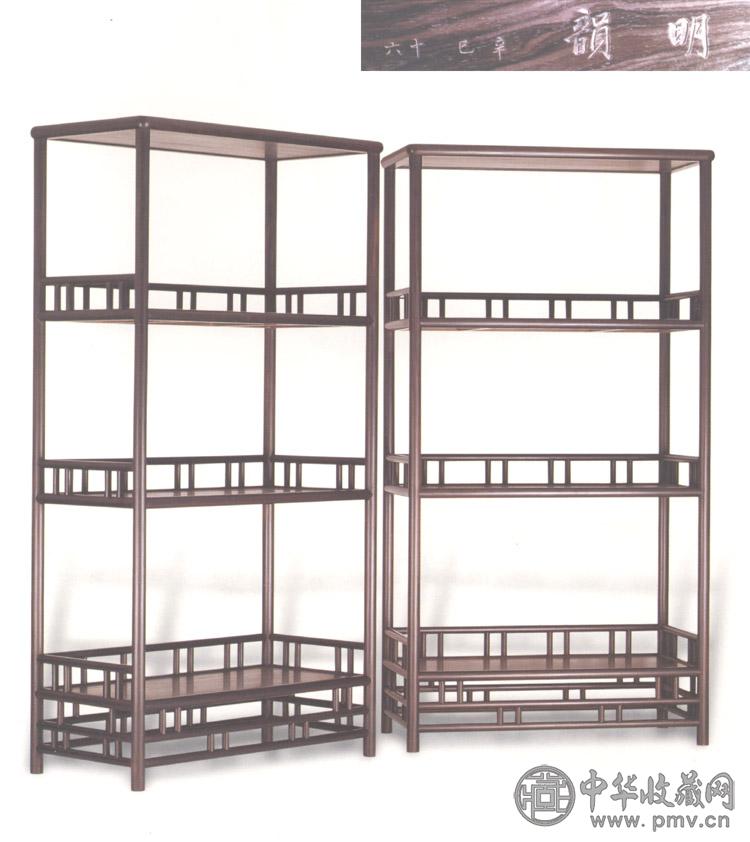 2001年 紫檀圆腿架格(1对)