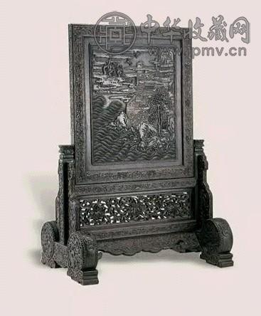 清乾隆 紫檀雕花座镜