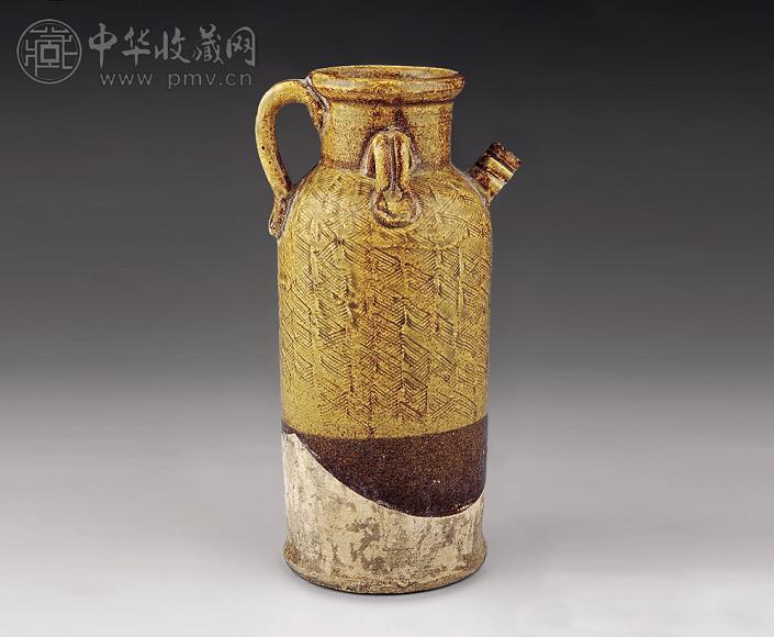 唐五代 席纹黄釉水注