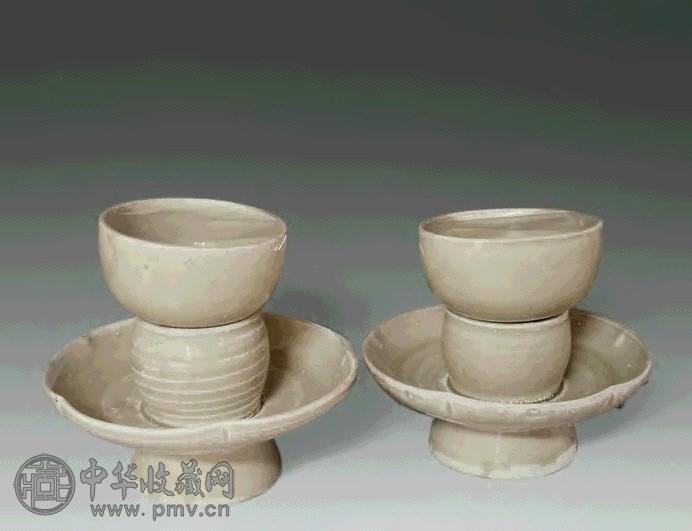 宋 同安窑海棠形茶盏(1对)