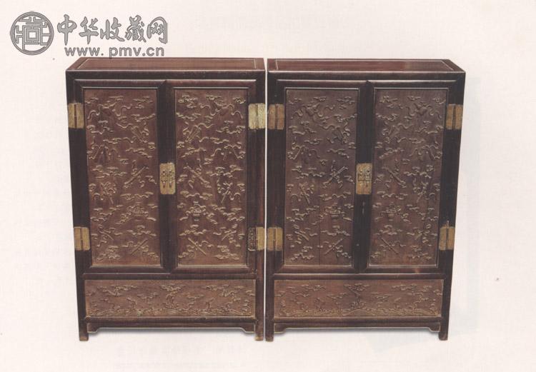 清乾隆 紫檀雕暗八仙小柜(2件)