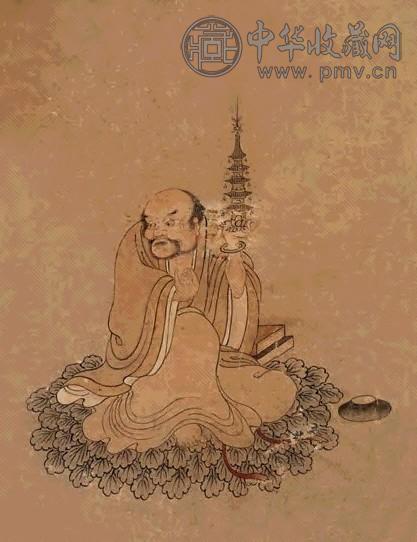 达摩 镜心 设色纸本