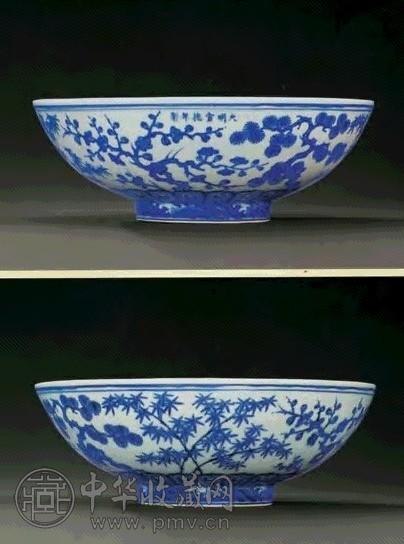 明宣德 青花岁寒三友纹盌