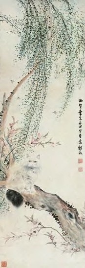 曹克家 猫 立轴 设色