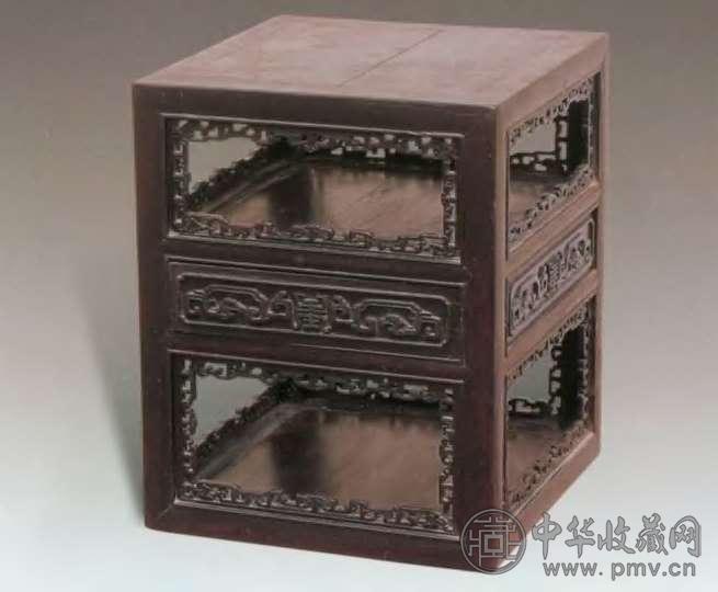清 梓檀雕寿纹小花台