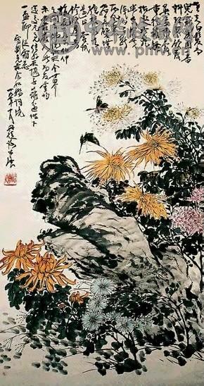 谢公展 花卉 立轴 设色纸本