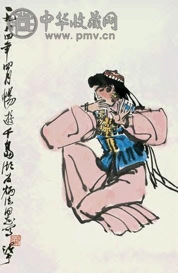 叶浅予 西藏舞 立轴 设色