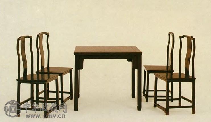 清中期 红木方桌、靠背椅(4只)