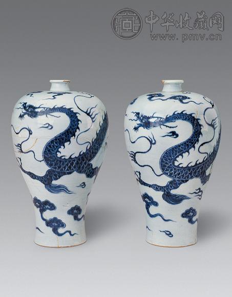 元 青花龙纹梅瓶(1对)