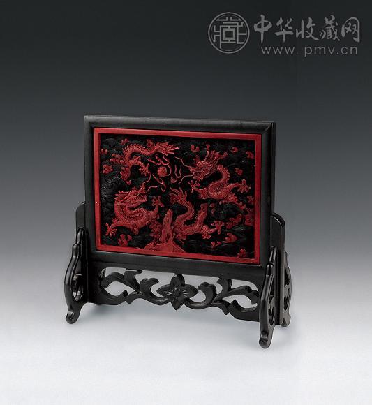 民国 大漆龙纹插屏