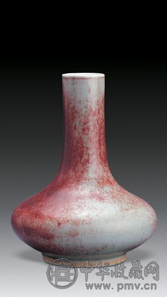 清道光 豇豆红扁瓶