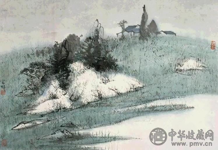 常进 林居图 镜心 设色纸本